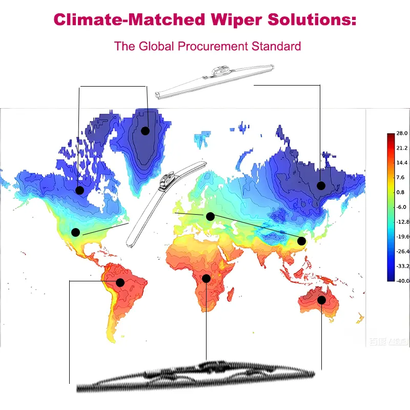 Wybór piór wycieraczek dostosowany do klimatu dla dystrybutorów na rynku części zamiennych